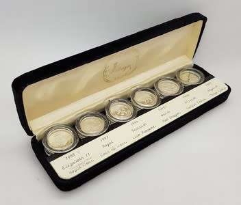 Royal Mint Set of 6 Silver Proof 1 Pound Coin Set as per photo