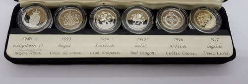 Royal Mint Set of 6 Silver Proof 1 Pound Coin Set as per photo