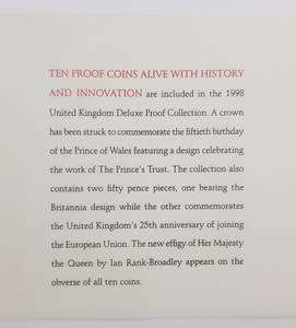 1998 Royal Mint United Kingdom Proof Set - Prince Charles 50th Birthday as per photo