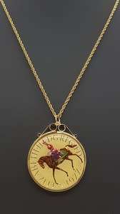 1977 Elizabeth II Vintage Enamelled Sterling Silver Coin Pendant and Chain hallmarked as per photo
