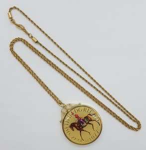 1977 Elizabeth II Vintage Enamelled Sterling Silver Coin Pendant and Chain hallmarked as per photo