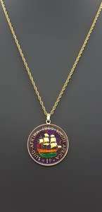 1960 1D Penny of SA Enamelled Pendant and  Sterling Silver Chain as per photo