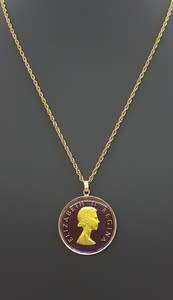1960 1D Penny of SA Enamelled Pendant and  Sterling Silver Chain as per photo