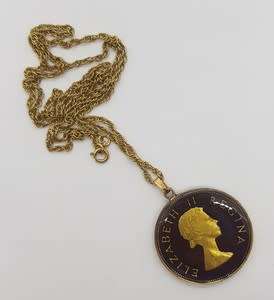 1960 1D Penny of SA Enamelled Pendant and  Sterling Silver Chain as per photo