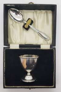 EPNS egg cup and spoon in box PRICE REDUCED