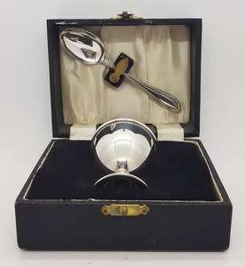 EPNS egg cup and spoon in box PRICE REDUCED