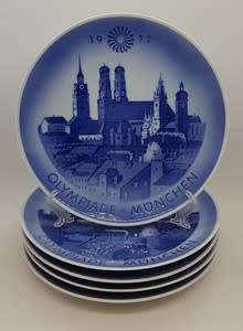 Lot of 5 1972 Munchen Olympic hanging plates made in Copenhagen Denmark - as per scan