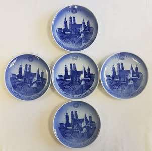 Lot of 5 1972 Munchen Olympic hanging plates made in Copenhagen Denmark - as per scan
