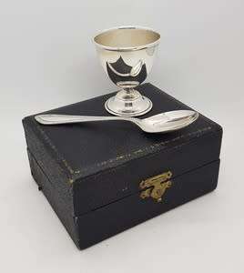EPNS egg cup and spoon in box PRICE REDUCED