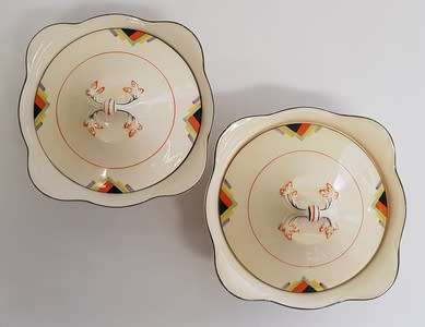 Pair of Woods Ivory Ware bowls with lids - as per photo