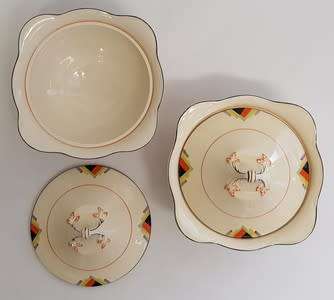 Pair of Woods Ivory Ware bowls with lids - as per photo