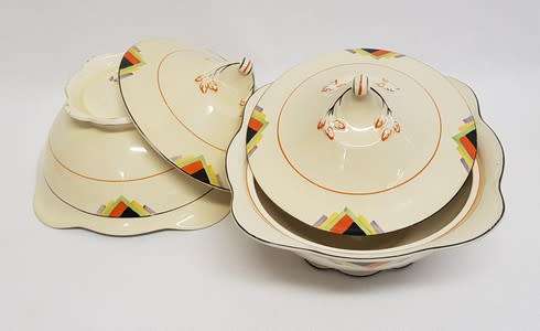 Pair of Woods Ivory Ware bowls with lids - as per photo