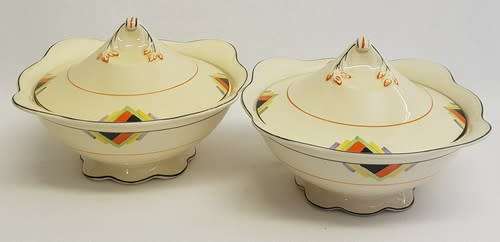 Pair of Woods Ivory Ware bowls with lids - as per photo