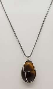 Sterling silver necklace with Tiger`s eye pendant as per photo