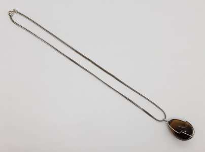 Sterling silver necklace with Tiger`s eye pendant as per photo
