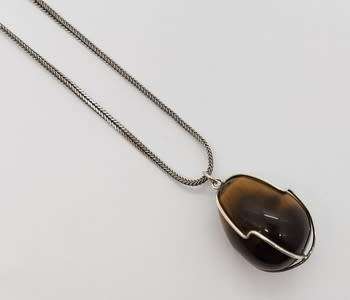 Sterling silver necklace with Tiger`s eye pendant as per photo