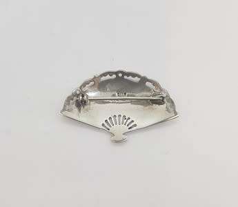 Vintage Sterling Silver Siam Fan Brooch weight 5.5g as per photo