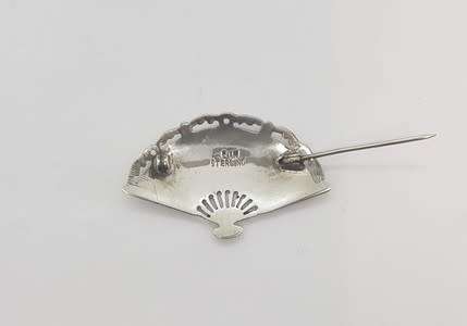 Vintage Sterling Silver Siam Fan Brooch weight 5.5g as per photo