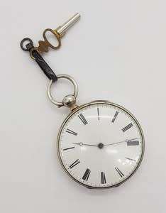 Cylinder key-wound pocket watch, 1890`s sterling silver case - as per photo