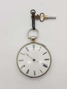 Cylinder key-wound pocket watch, 1890`s sterling silver case - as per photo