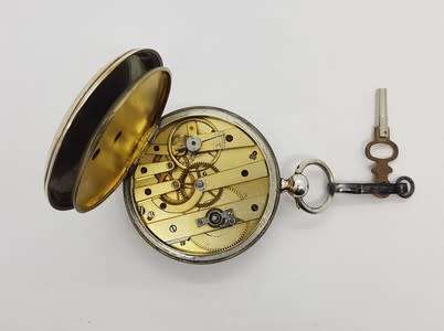 Cylinder key-wound pocket watch, 1890`s sterling silver case - as per photo