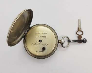 Cylinder key-wound pocket watch, 1890`s sterling silver case - as per photo