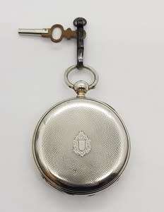 Cylinder key-wound pocket watch, 1890`s sterling silver case - as per photo