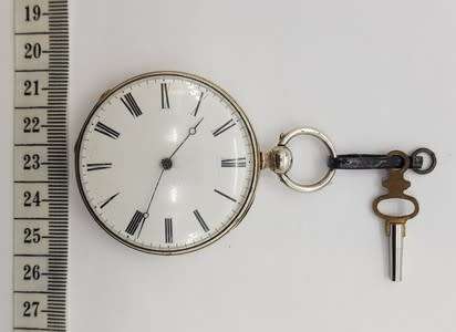 Cylinder key-wound pocket watch, 1890`s sterling silver case - as per photo