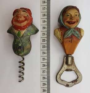 Pair of vintage wooden corkscrew and openers made by Bezau - as per photo