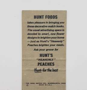 Lot of 10 Hunt`s Heavenly Peaches flat matchbooks - as per photo