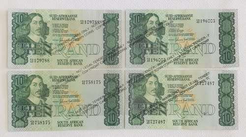 Lot of 9 Gerhard de Kock R10 Banknotes - excellent condition as per photo