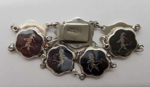 925 Sterling Silver Siam Bracelet weight 21.4g as per photo