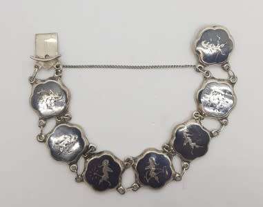 925 Sterling Silver Siam Bracelet weight 21.4g as per photo