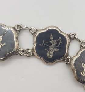 925 Sterling Silver Siam Bracelet weight 21.4g as per photo