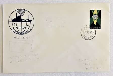 RSA Paquebot 1967 FDC - Posted at sea off Bouvet Oya - as per photo