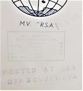 RSA Paquebot 1967 FDC - Posted at sea off Bouvet Oya - as per photo