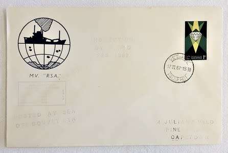 RSA Paquebot 1967 FDC - Posted at sea off Bouvet Oya - as per photo