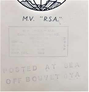 RSA Paquebot 1967 FDC - Posted at sea off Bouvet Oya - as per photo