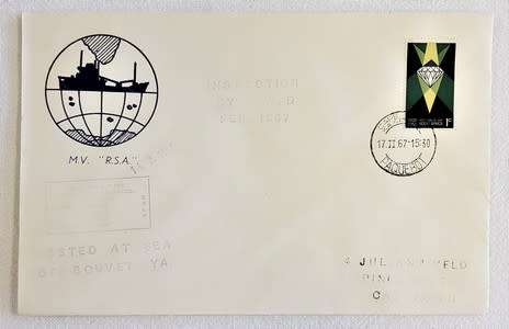 RSA Paquebot 1967 FDC - Posted at sea off Bouvet Oya - as per photo