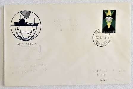 RSA Paquebot 1967 FDC - Posted at sea off Bouvet Oya - as per photo