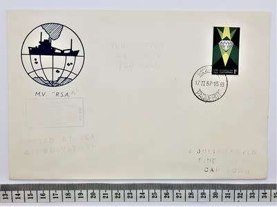 RSA Paquebot 1967 FDC - Posted at sea off Bouvet Oya - as per photo