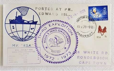 RSA 1973 Paquebot FDC - Posted at Prince Edward Island, Third Expedition 1972 / 973 - as per photo