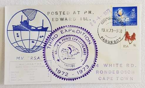 RSA 1973 Paquebot FDC - Posted at Prince Edward Island, Third Expedition 1972 / 973 - as per photo