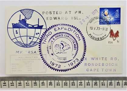 RSA 1973 Paquebot FDC - Posted at Prince Edward Island, Third Expedition 1972 / 973 - as per photo