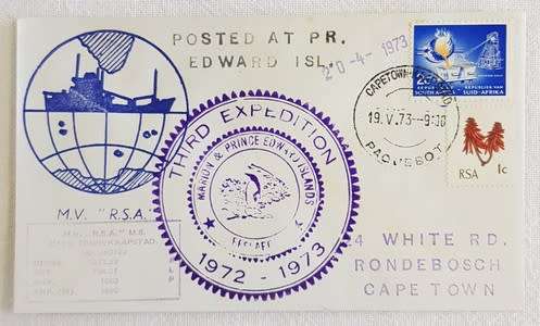 RSA 1973 Paquebot FDC - Posted at Prince Edward Island, Third Expedition 1972 / 973 - as per photo