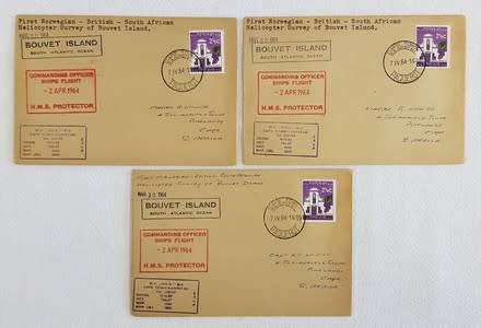 RSA Paquebot FDC - First Norwegian, British, South Africa helicopter survey of Bouvet Island -7