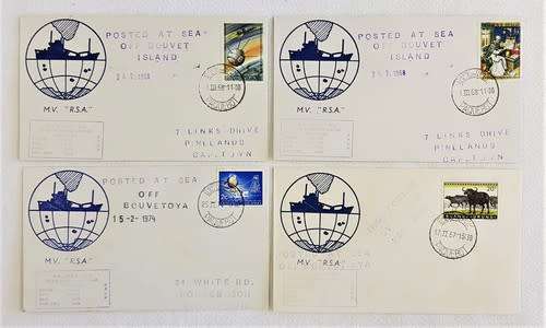 RSA Baquebot FDC - Posted at sea off Bouvet Oya -  lot of 7 -as per photo