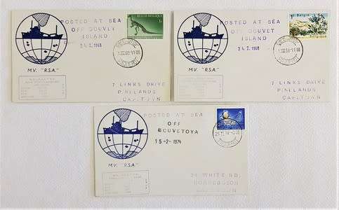 RSA Baquebot FDC - Posted at sea off Bouvet Oya -  lot of 7 -as per photo