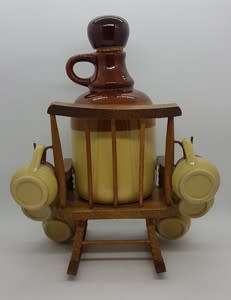 Cuvee Speciale Wine jug with 6 cups and rocking chair stand - lovely piece - as per photo