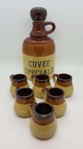 Cuvee Speciale Wine jug with 6 cups and rocking chair stand - lovely piece - as per photo
